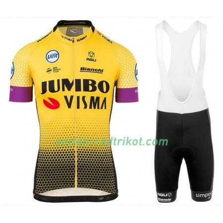Fahrradbekleidung Radtrikot Kurzarm + Trägershorts 2019 Team Jumbo-Visma N001